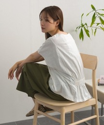 スラブ天竺 バックギャザー 半袖Tシャツ UVカット付