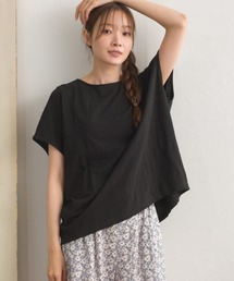 スラブ天竺 バックギャザー 半袖Tシャツ UVカット付