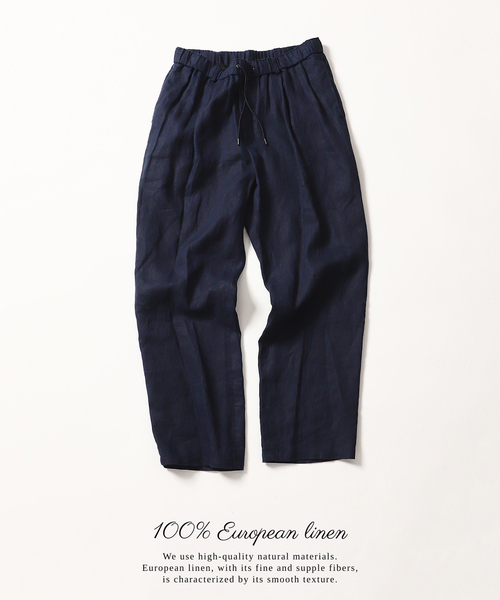 B.C STOCK(ベーセーストック)の「【追加】ヨーロッパリネン100% イージーパンツ(その他パンツ・メンズ・ネイビー/アイボリー/カーキ/ブラック・MEDIUM/LARGE/SMALL)」の4枚目の写真