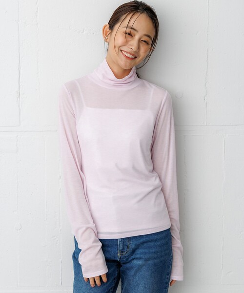 組曲(クミキョク)の「ソフトシアージャージー タートルネックカットソー(Tシャツ/カットソー・レディース・ピンク系/ブラック系/アイボリー系/ライトグリーン系・2/3)」の4枚目の写真