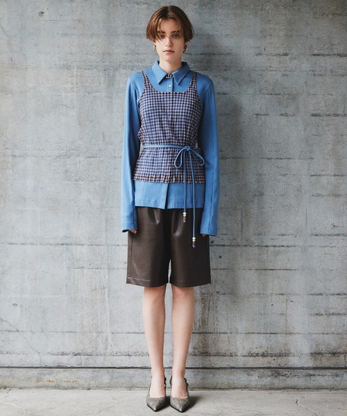 MAISON SPECIAL（メゾンスペシャル）の「【2026Autumn PRE-ORDER】(Yurika Nakano Collaboration) Mille-Feuille Camisole Dress/(ナカノユリカコラボ)ミルフィーユキャミソールドレス（ワンピース・レディース・グリーン/ブラウン/ブルー・FREE）」の17枚目の写真