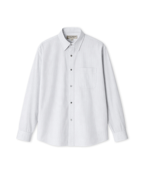 EDINBURGH CLUB(エディンバラクラブ)の「REGULAR-FIT STRIPE SHIRT (L/GREY)(シャツ/ブラウス・メンズ・ライトグレー・SMALL/MEDIUM/LARGE/X-LARGE)」の1枚目の写真