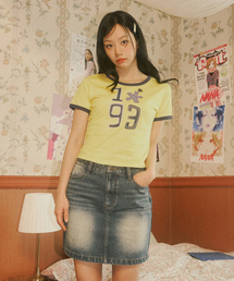 W 1993 フラワーベイビーリンガーTシャツ_イエロー