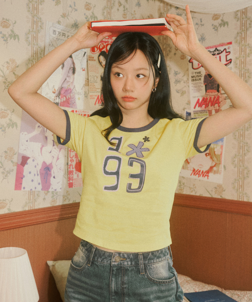 1993STUDIO（1993スタジオ）の「W 1993 フラワーベイビーリンガーTシャツ_イエロー（Tシャツ/カットソー・レディース・その他・MEDIUM/SMALL）」の2枚目の写真