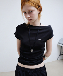 OFF SHOULDER BOAT NECK TOP_BLACK
