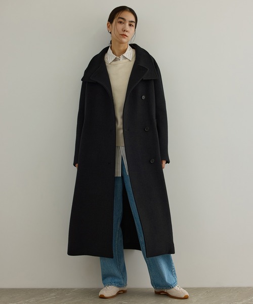 SALON adam et rope'(サロン アダム エ ロペ)の「【WEB限定】スタンドカラー2WAYロングコート(ダウンジャケット/コート・レディース・チャコールグレー/ライトグレー/ブラウン・FREE)」の2枚目の写真
