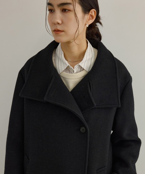 SALON adam et rope'(サロン アダム エ ロペ)の「【WEB限定】スタンドカラー2WAYロングコート(ダウンジャケット/コート・レディース・チャコールグレー/ライトグレー/ブラウン・FREE)」の20枚目の写真