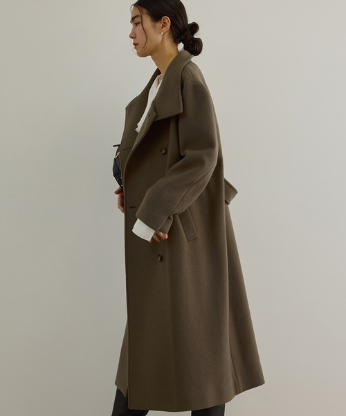 SALON adam et rope'(サロン アダム エ ロペ)の「【WEB限定】スタンドカラー2WAYロングコート(ダウンジャケット/コート・レディース・チャコールグレー/ライトグレー/ブラウン・FREE)」の9枚目の写真