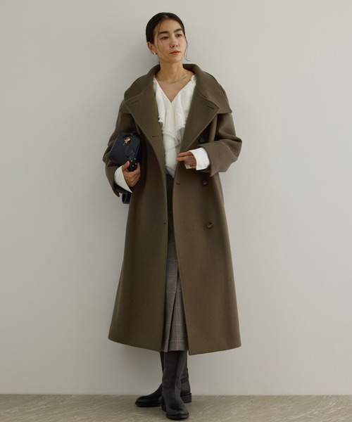 SALON adam et rope'(サロン アダム エ ロペ)の「【WEB限定】スタンドカラー2WAYロングコート(ダウンジャケット/コート・レディース・チャコールグレー/ライトグレー/ブラウン・FREE)」の5枚目の写真