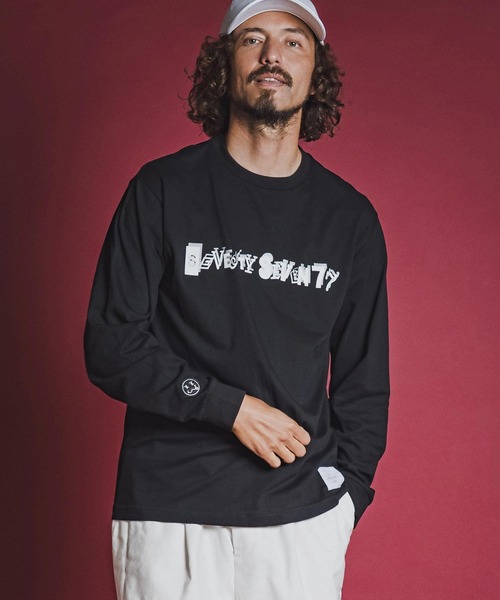 seventy seven(セブンティセブン)の「mlt5783- middle oz L-S fine t-shirt (collage) ロングスリーブTシャツ(7726W220)(Tシャツ/カットソー・メンズ・ホワイト/ブラック/ブルー・S/M/L/XL)」の2枚目の写真