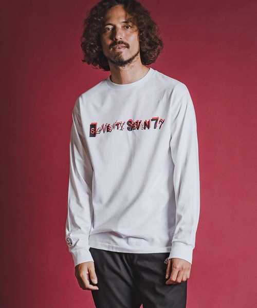 seventy seven(セブンティセブン)の「mlt5783- middle oz L-S fine t-shirt (collage) ロングスリーブTシャツ(7726W220)(Tシャツ/カットソー・メンズ・ホワイト/ブラック/ブルー・S/M/L/XL)」の6枚目の写真