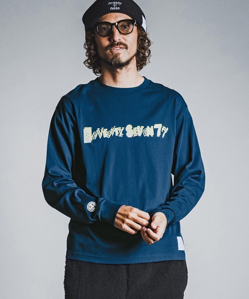 seventy seven(セブンティセブン)の「mlt5783- middle oz L-S fine t-shirt (collage) ロングスリーブTシャツ(7726W220)(Tシャツ/カットソー・メンズ・ホワイト/ブラック/ブルー・S/M/L/XL)」の10枚目の写真