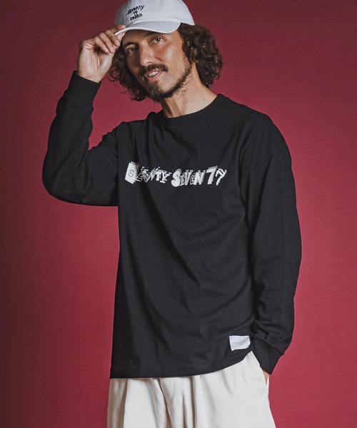 seventy seven(セブンティセブン)の「mlt5783- middle oz L-S fine t-shirt (collage) ロングスリーブTシャツ(7726W220)(Tシャツ/カットソー・メンズ・ホワイト/ブラック/ブルー・S/M/L/XL)」の16枚目の写真