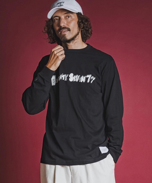 seventy seven(セブンティセブン)の「mlt5783- middle oz L-S fine t-shirt (collage) ロングスリーブTシャツ(7726W220)(Tシャツ/カットソー・メンズ・ホワイト/ブラック/ブルー・S/M/L/XL)」の18枚目の写真