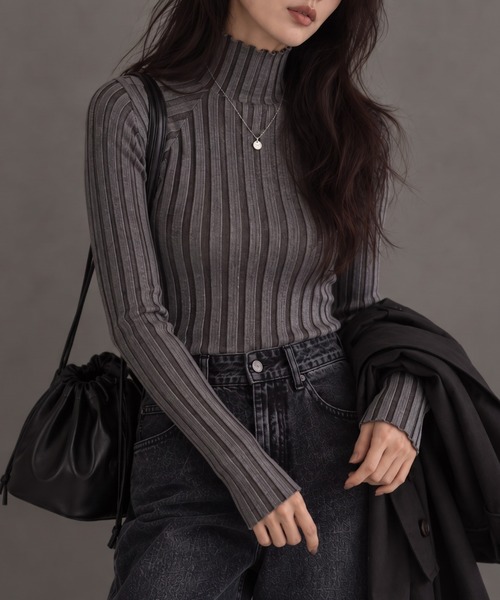 ap retro(アプレトロ)の「【ap retro basic】ワイドリブハイネックニット(ニット/セーター・レディース・ブラック/モカ/ライトベージュ/チャコール・FREE)」の3枚目の写真