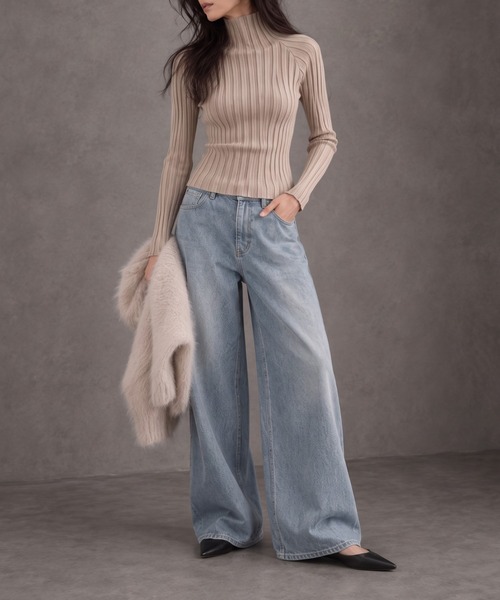 ap retro(アプレトロ)の「【ap retro basic】ワイドリブハイネックニット(ニット/セーター・レディース・ブラック/モカ/ライトベージュ/チャコール・FREE)」の7枚目の写真