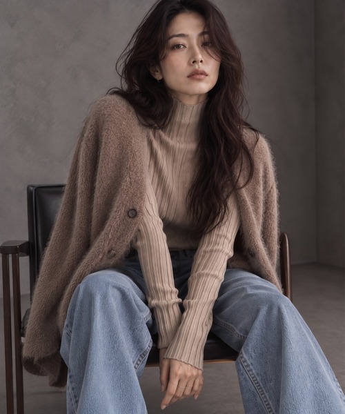 ap retro(アプレトロ)の「【ap retro basic】ワイドリブハイネックニット(ニット/セーター・レディース・ブラック/モカ/ライトベージュ/チャコール・FREE)」の9枚目の写真
