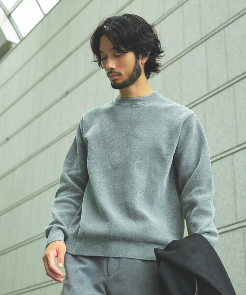 ABAHOUSE GRAY(アバハウスグレイ)の「【ダブルフェイス】モール プルオーバー ニット(ニット/セーター・メンズ・ベージュ/モスグリーン/グレー・46/48)」の3枚目の写真