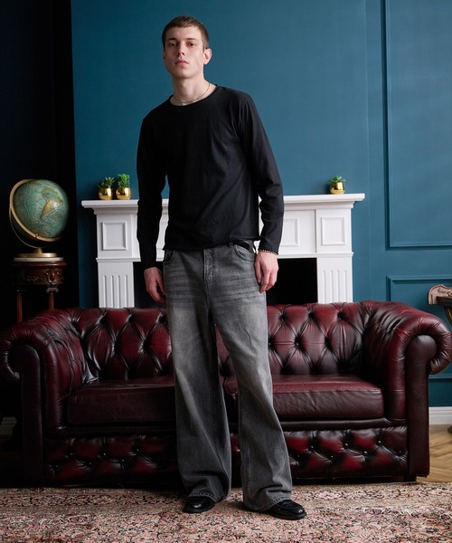 Regen Glanz(レーゲングランツ)の「raw-edge essential long sleeve tee / ロウエッジエッセンシャルロングスリーブT(Tシャツ/カットソー・メンズ・グレー/オフホワイト/レッド系その他/ブラック・LARGE/SMALL/MEDIUM)」の22枚目の写真