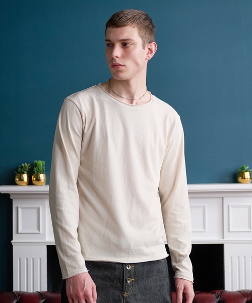Regen Glanz(レーゲングランツ)の「raw-edge essential long sleeve tee / ロウエッジエッセンシャルロングスリーブT(Tシャツ/カットソー・メンズ・グレー/オフホワイト/レッド系その他/ブラック・LARGE/SMALL/MEDIUM)」の6枚目の写真