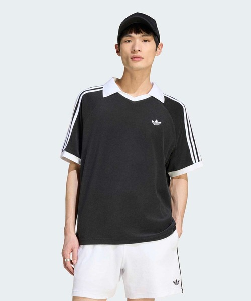 adidas(アディダス)の「テリー ポロシャツ / アディダスオリジナルス adidas Originals(ポロシャツ・メンズ・ブラック・XX-LARGE/X-LARGE/SMALL/LARGE/MEDIUM/3XL/XX-SMALL/X-SMALL)」の1枚目の写真