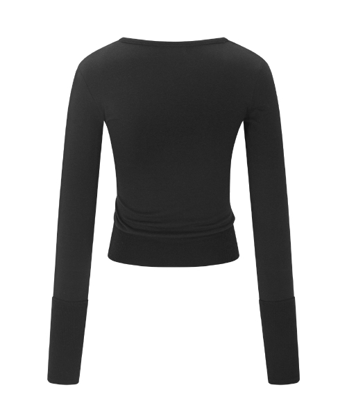 PLEASENOFOLLOW(プリーズノーフォロー)の「Selena Button Wrap long sleeve Top (Black)(Tシャツ/カットソー・レディース・その他・FREE)」の3枚目の写真