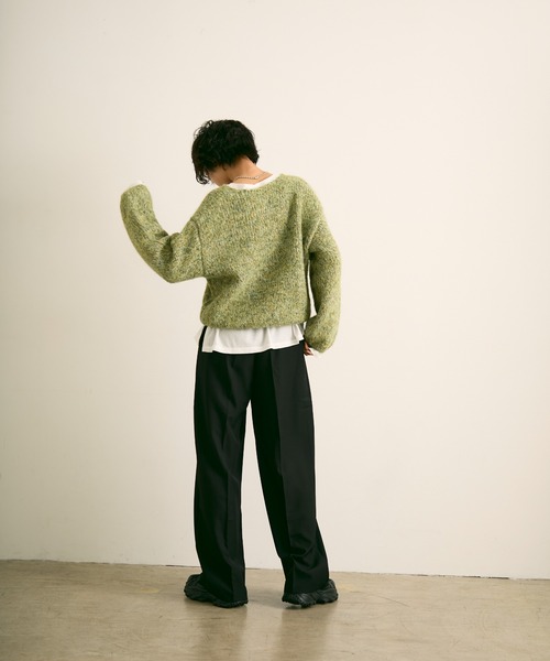 uchi.(ウチ)の「ミックスヤーンVネックニットプルオーバー(ニット/セーター・レディース・パープル/グレー・FREE)」の8枚目の写真