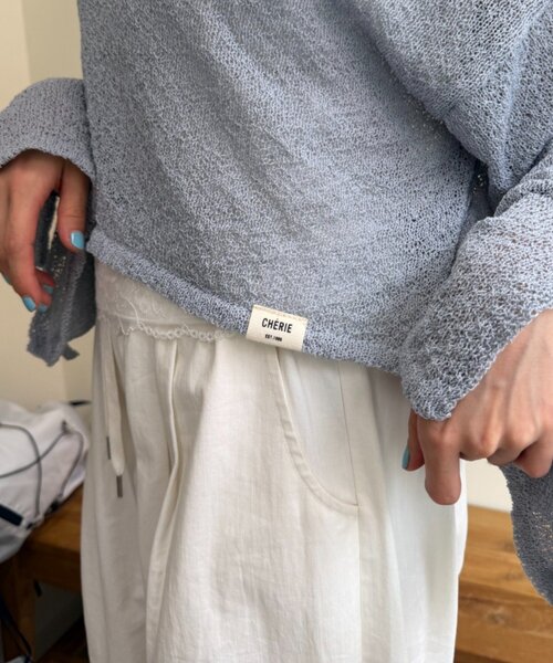 w closet(ダブルクローゼット)の「ワンショル袖リボンニット(ニット/セーター・レディース・ブルー/アイボリー/イエロー・FREE)」の15枚目の写真