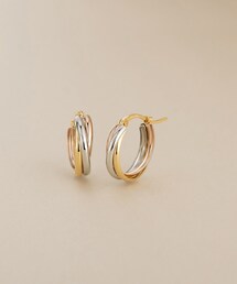 K18×プラチナ トリニティー フープピアス(YG×PG)