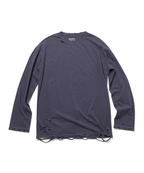 PERVERZE（パーバーズ）の「DISTRESS Long Sleeve T-Shirt（Tシャツ/カットソー・レディース・ブラック/ネイビー/ホワイト・FREE）」の3枚目の写真