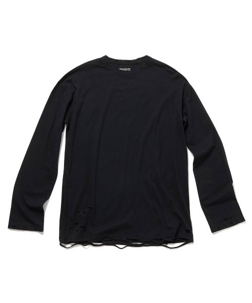 PERVERZE（パーバーズ）の「DISTRESS Long Sleeve T-Shirt（Tシャツ/カットソー・レディース・ブラック/ネイビー/ホワイト・FREE）」の2枚目の写真