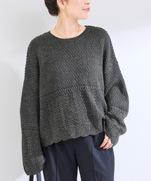 B.C STOCK（ベーセーストック）の「《2点セット》手洗い可 / ストール付き透かし柄プルオーバー（ニット/セーター）」