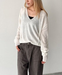 El mar モヘアVネックパーカーニット