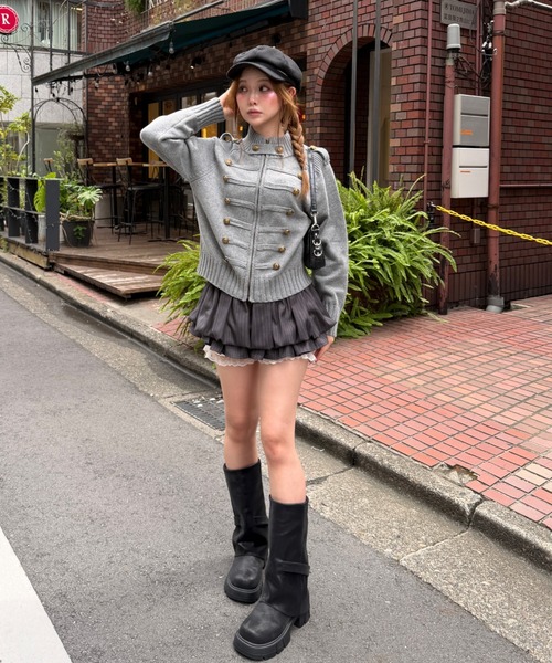 RAY CASSIN(レイカズン)の「ナポレオンジップカーディガン / ニット(ニット/セーター・レディース・グレー/ブラック/カーキ/アイボリー・FREE)」の12枚目の写真