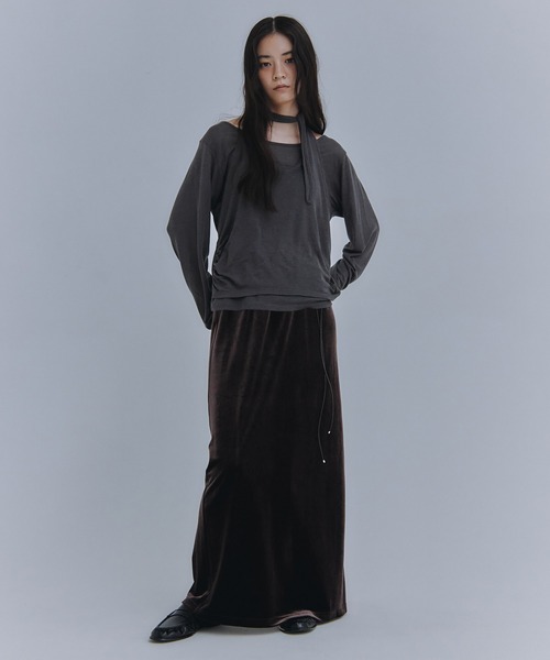 Obis&(オビスアンド)の「レイヤード風ホルターネックトップス(Tシャツ/カットソー・レディース・グレー/ブラウン/ベージュ・FREE)」の18枚目の写真