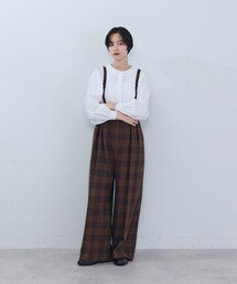 《石上美津江さんコラボ》ウールチェックタックパンツ