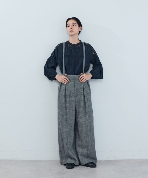 ADIEU TRISTESSE(アデュートリステス)の「《石上美津江さんコラボ》ウールチェックタックパンツ(その他パンツ・レディース・ブラウン系その他/ブラック系その他・40/38)」の3枚目の写真