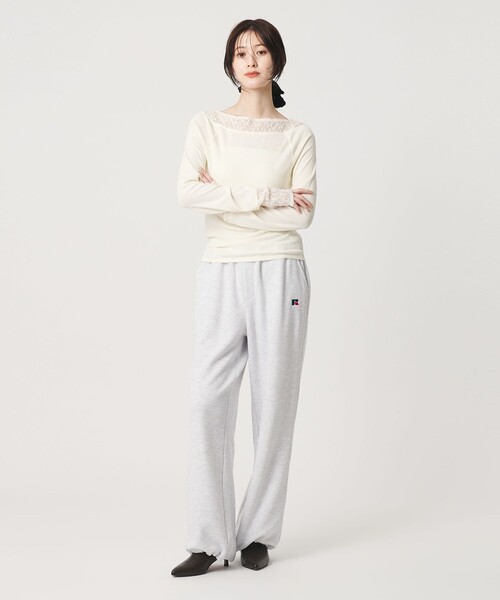 BEAUTY&YOUTH UNITED ARROWS(ビューティーアンドユースユナイテッドアローズ)の「レースドッキング ロングスリーブ カットソー(Tシャツ/カットソー・レディース・オフホワイト/ライトピンク/ダークグレー・FREE)」の8枚目の写真