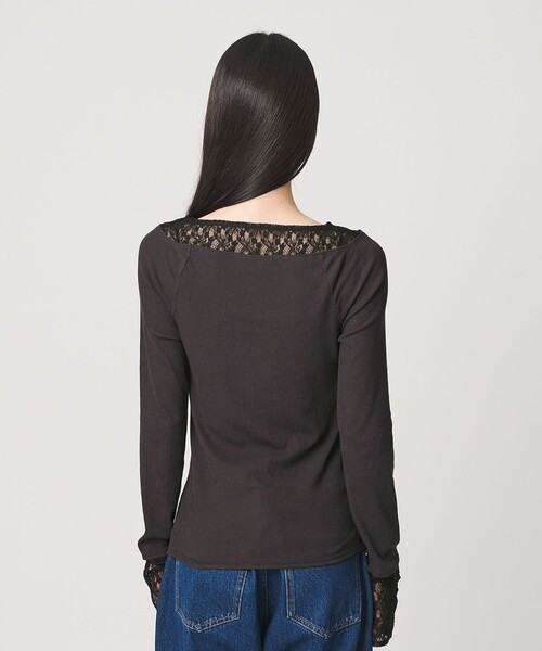 BEAUTY&YOUTH UNITED ARROWS(ビューティーアンドユースユナイテッドアローズ)の「レースドッキング ロングスリーブ カットソー(Tシャツ/カットソー・レディース・オフホワイト/ライトピンク/ダークグレー・FREE)」の14枚目の写真