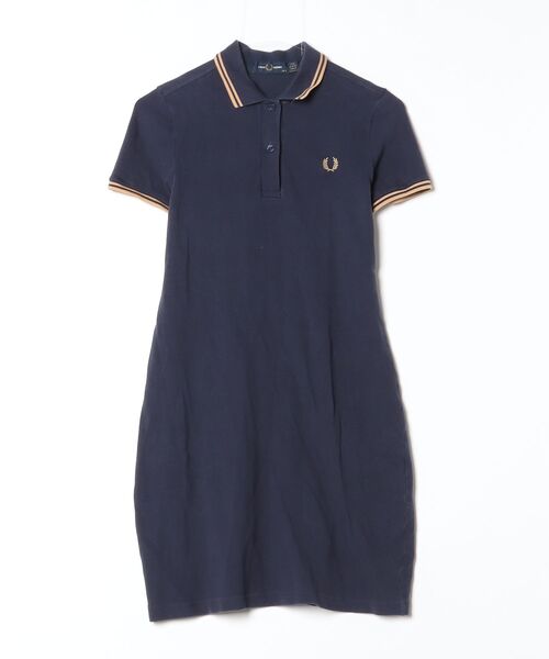FRED PERRY ネイビー 半袖シャツワンピース EU 36　希少 ブランド古着】シャツワンピース（シャツワンピース）｜FRED PERRY