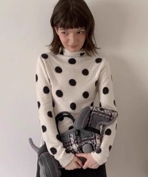 フロッキー ドット ハイネック ロンT