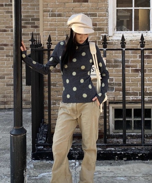 SHERU（シェル）の「フロッキー ドット ハイネック ロンT（Tシャツ/カットソー・レディース・アイボリー/グレー・M）」の19枚目の写真