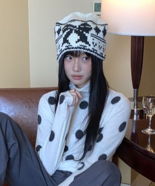 SHERU（シェル）の「フロッキー ドット ハイネック ロンT（Tシャツ/カットソー・レディース・アイボリー/グレー・M）」の15枚目の写真