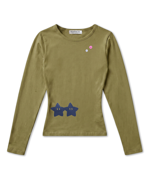FUZZY SCAN(ファジスキャン)の「ボタンホールドハンドロングスリーブ10カラー(Tシャツ/カットソー・レディース・ライトグレー/ホワイト/ベージュ/クリーム/スカイブルー/パープル/チャコールグレー/ネイビー/カーキ/ピンク・ONE SIZE)」の6枚目の写真
