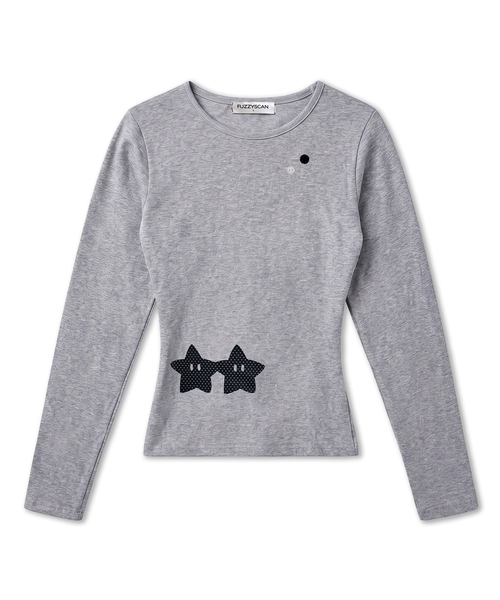 FUZZY SCAN(ファジスキャン)の「ボタンホールドハンドロングスリーブ10カラー(Tシャツ/カットソー・レディース・ライトグレー/ホワイト/ベージュ/クリーム/スカイブルー/パープル/チャコールグレー/ネイビー/カーキ/ピンク・ONE SIZE)」の1枚目の写真