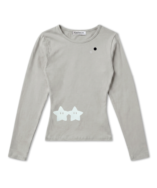FUZZY SCAN(ファジスキャン)の「ボタンホールドハンドロングスリーブ10カラー(Tシャツ/カットソー・レディース・ライトグレー/ホワイト/ベージュ/クリーム/スカイブルー/パープル/チャコールグレー/ネイビー/カーキ/ピンク・ONE SIZE)」の13枚目の写真