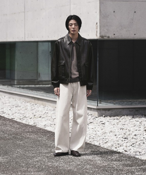 WYM LIDNM(ウィム バイ リドム)の「A-2 ARTIFICIAL GRAIN FLIGHT JACKET(ブルゾン・メンズ・ブラック/ダークブラウン・S/XS/M/L)」の4枚目の写真