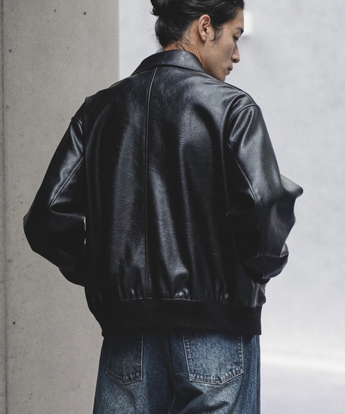 WYM LIDNM(ウィム バイ リドム)の「A-2 ARTIFICIAL GRAIN FLIGHT JACKET(ブルゾン・メンズ・ブラック/ダークブラウン・S/XS/M/L)」の7枚目の写真