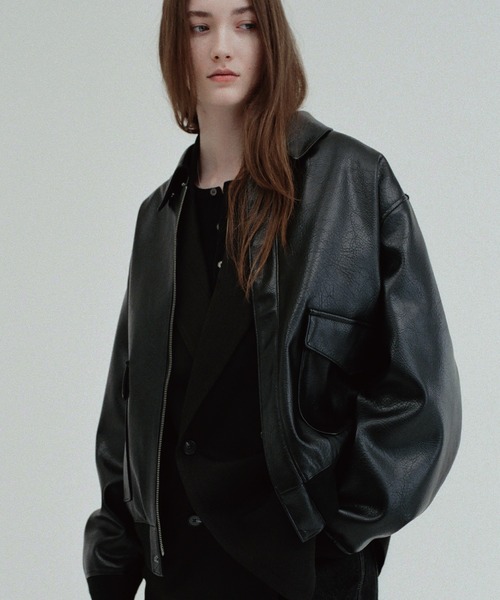 WYM LIDNM(ウィム バイ リドム)の「A-2 ARTIFICIAL GRAIN FLIGHT JACKET(ブルゾン・メンズ・ブラック/ダークブラウン・S/XS/M/L)」の10枚目の写真