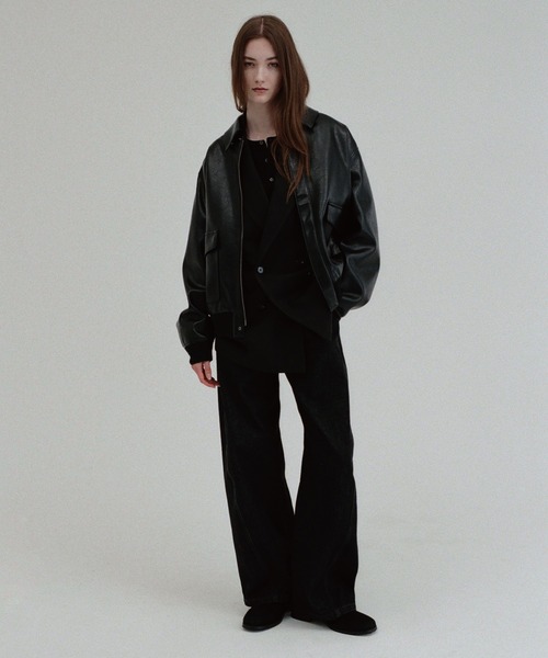 WYM LIDNM(ウィム バイ リドム)の「A-2 ARTIFICIAL GRAIN FLIGHT JACKET(ブルゾン・メンズ・ブラック/ダークブラウン・S/XS/M/L)」の11枚目の写真